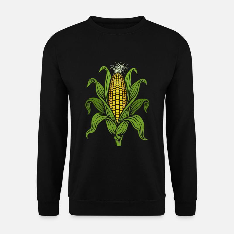 Maiskolben mit Blättern: Mais Natur-Illustration - Unisex Pullover - Schwarz