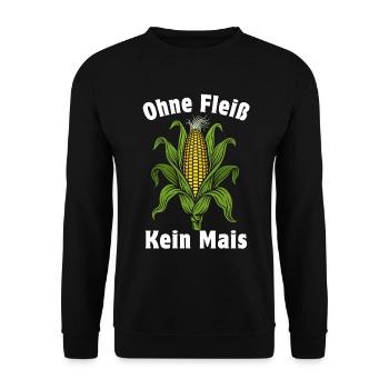 Ohne Fleiß kein Mais | Maiskolben mit Blättern - Unisex Pullover - Schwarz - Vorne - Alina (178cm) & Michal (187cm)