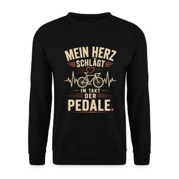 Mein Herz Schlägt Fahrrad Shirt - Unisex Pullover - Schwarz - Vorne - Alina (178cm) & Michal (187cm)