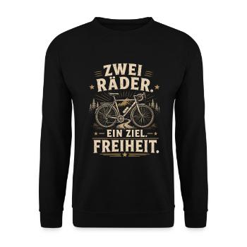 Zwei Räder Freiheit Fahrrad Shirt - Unisex Pullover - Schwarz - Vorne - Alina (178cm) & Michal (187cm)