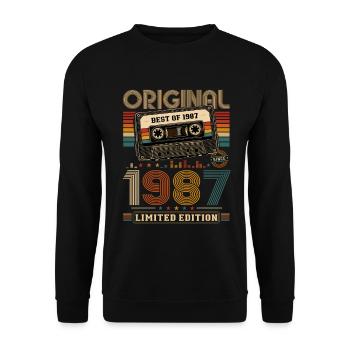 Cassette cadeau de mariage pour le 39e anniversaire Meilleur de 1987 - Sweat-shirt Unisexe - noir - Devant - Alina (178cm) & Michal (187cm)