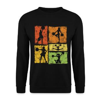 Cheerleader Squad Cheer Sport Retro Stil - Unisex Pullover - Schwarz - Vorne - Alina (178cm) & Michal (187cm)