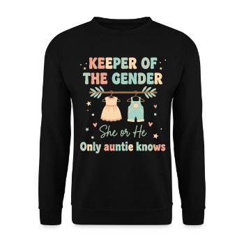 Gender Reveal Keeper Of The Gender Auntie Knows - Unisex Sweatshirt - black - Front - Alina (178cm) & Michal (187cm)