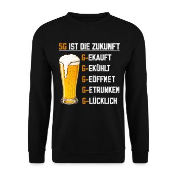 5G ist die Zukunft lustige Bier Sprüche - Unisex Pullover - Schwarz - Vorne - Alina (178cm) & Michal (187cm)