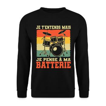 Batterie Batteur Cadeau humour personnalisé - Sweat-shirt Unisexe - noir - Devant - Alina (178cm) & Michal (187cm)