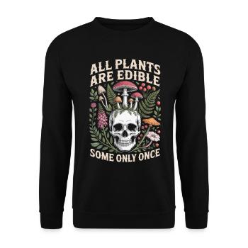 All Plants Are Edible Skull - Unisex Sweatshirt - black - Front - Alina (178cm) & Michal (187cm)