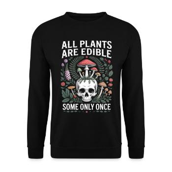 All Plants Edible Skull Mushrooms - Unisex Sweatshirt - black - Front - Alina (178cm) & Michal (187cm)