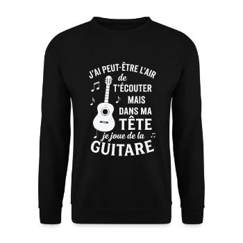 Guitare Cadeau humour personnalisé - Sweat-shirt Unisexe - noir - Devant - Alina (178cm) & Michal (187cm)