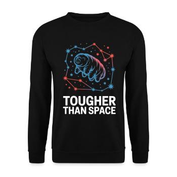 Bärtierchen Motiv Tougher Than Space - Unisex Pullover - Schwarz - Vorne - Alina (178cm) & Michal (187cm)