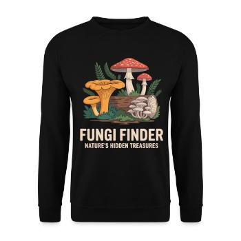 Pilze sammeln Geschenkidee für Pilzfreunde - Unisex Pullover - Schwarz - Vorne - Alina (178cm) & Michal (187cm)
