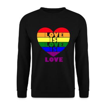 Love is Love LGBT Gay Pride Love Is Love Heart - Unisex Sweatshirt - black - Front - Alina (178cm) & Michal (187cm)