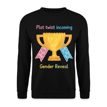 Gender Reveal Plot Twist Incoming Baby Shower - Unisex Sweatshirt - black - Front - Alina (178cm) & Michal (187cm)