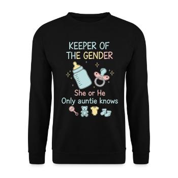Gender Reveal Keeper Of The Gender She Or He - Unisex Sweatshirt - black - Front - Alina (178cm) & Michal (187cm)