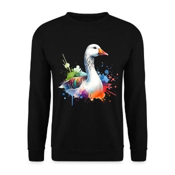 Motif oie - Sweat-shirt Unisexe - noir - Devant - Alina (178cm) & Michal (187cm)