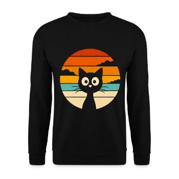 Chat Noir Rétro Sunset - Unisex Sweatshirt - black - Front - Alina (178cm) & Michal (187cm)