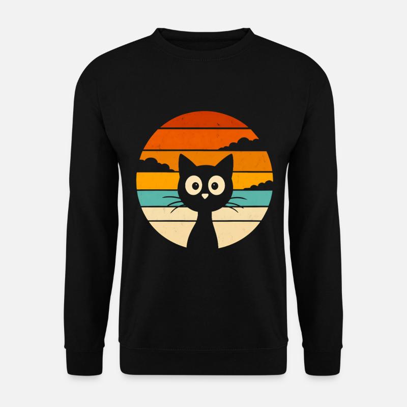 Chat Noir Rétro Sunset - Unisex Pullover - Schwarz