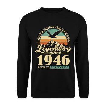 Gift, born in 1946, 80th birthday, 80 years - Unisex Sweatshirt - black - Front - Alina (178cm) & Michal (187cm)