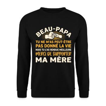 Beau-Papa Cadeau humour personnalisé - Sweat-shirt Unisexe - noir - Devant - Alina (178cm) & Michal (187cm)