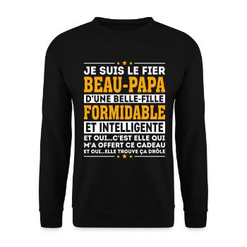 Beau Père Cadeau humour personnalisé - Sweat-shirt Unisexe - noir - Devant - Alina (178cm) & Michal (187cm)