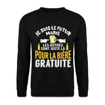 Futur Marié Cadeau humour EVG personnalisé - Sweat-shirt Unisexe - noir - Devant - Alina (178cm) & Michal (187cm)