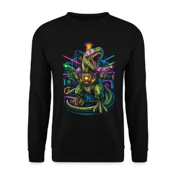 Laser Tag Dinosaure - Sweat-shirt Unisexe - noir - Devant - Alina (178cm) & Michal (187cm)