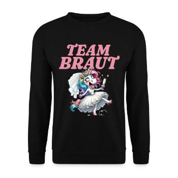 Team Braut Junggesellinnenabschied - Unisex Pullover - Schwarz - Vorne - Alina (178cm) & Michal (187cm)