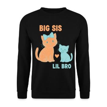 Geschlechterenthüllung Babyparty Große Schwester Kleiner Bruder Baby - Unisex Pullover - Schwarz - Vorne - Alina (178cm) & Michal (187cm)