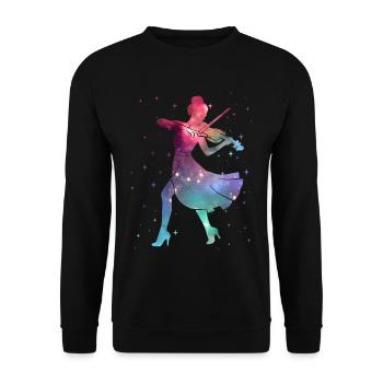 Violin Violinist Space Ladies Girl Violin - Unisex Sweatshirt - black - Front - Alina (178cm) & Michal (187cm)