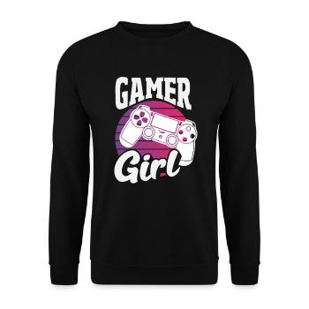 Gamer Girl Contrôleur rétro Joueuse vintage - Sweat-shirt Unisexe - noir - Devant - Alina (178cm) & Michal (187cm)