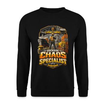 Hafenarbeiter Dockside Chaos Specialist - Unisex Pullover - Schwarz - Vorne - Alina (178cm) & Michal (187cm)