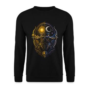 Bogenschießen Bogenschütze - Unisex Pullover - Schwarz - Vorne - Alina (178cm) & Michal (187cm)