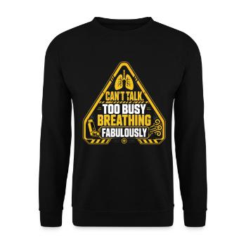 Asthma Asthmatiker Too Busy Breathing - Unisex Pullover - Schwarz - Vorne - Alina (178cm) & Michal (187cm)