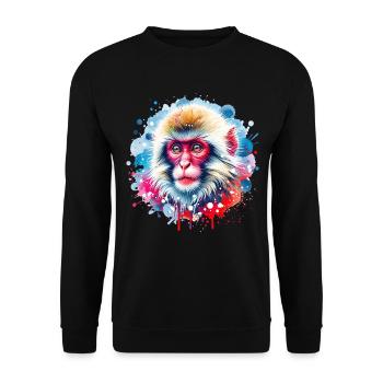 Japanese macaque gift - Unisex Sweatshirt - black - Front - Alina (178cm) & Michal (187cm)