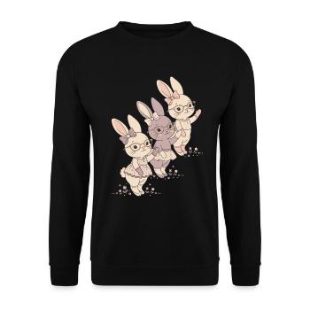 Hasen Schleifen Brillen Pastell - Unisex Pullover - Schwarz - Vorne - Alina (178cm) & Michal (187cm)