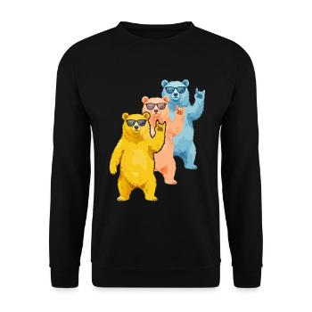 Bären Rock On Sonnenbrille Aquarell - Unisex Pullover - Schwarz - Vorne - Alina (178cm) & Michal (187cm)