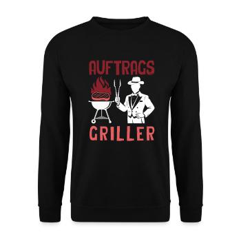 Auftragsgriller Lustiger Grillmeister Mafia BBQ - Unisex Pullover - Schwarz - Vorne - Alina (178cm) & Michal (187cm)