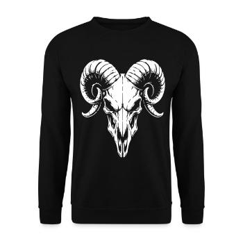 Skull with Horns Ram Skull - Unisex Sweatshirt - black - Front - Alina (178cm) & Michal (187cm)