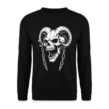 Skull with Horns Ram Skull - Unisex Sweatshirt - black - Front - Alina (178cm) & Michal (187cm)