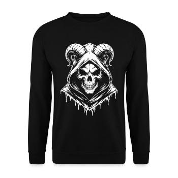 Skull with Horns Ram Skull - Unisex Sweatshirt - black - Front - Alina (178cm) & Michal (187cm)