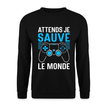 Gamer Jeux Vidéo Cadeau humour personnalisé - Sweat-shirt Unisexe - noir - Devant - Alina (178cm) & Michal (187cm)