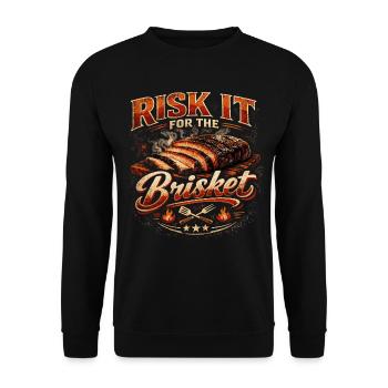 Risk It For The Brisket Barbecue | Humour Grill - Unisex Sweatshirt - black - Front - Alina (178cm) & Michal (187cm)