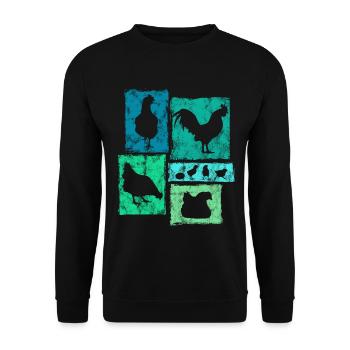 Graphique rétro des poulets pour l’agriculteur et la ferme - Sweat-shirt Unisexe - noir - Devant - Alina (178cm) & Michal (187cm)