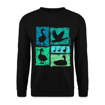 Geese Perspectives Retro Farm Graphic - Unisex Sweatshirt - black - Front - Alina (178cm) & Michal (187cm)