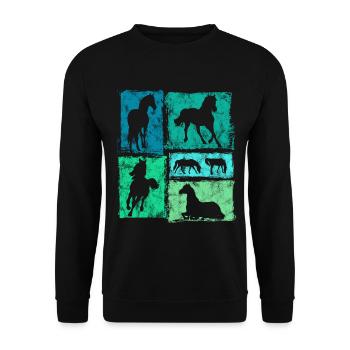 Chevaux Rétro Graphic pour cavaliers et sauteurs - Sweat-shirt Unisexe - noir - Devant - Alina (178cm) & Michal (187cm)