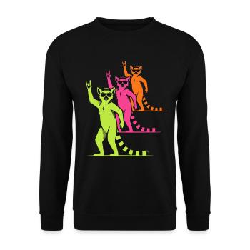 Lemuren Rock On - Unisex Pullover - Schwarz - Vorne - Alina (178cm) & Michal (187cm)