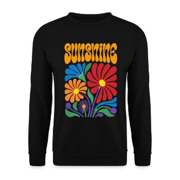 Sunshine Blumen 70er Jahre Retro - Unisex Pullover - Schwarz - Vorne - Alina (178cm) & Michal (187cm)