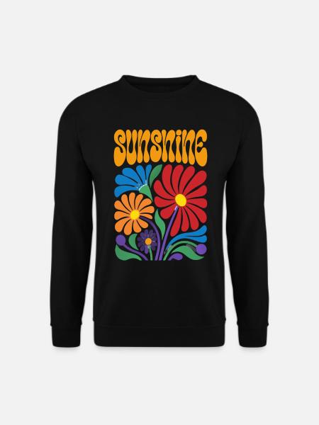 Sunshine Flowers 70s Retro - Unisex Sweatshirt - black