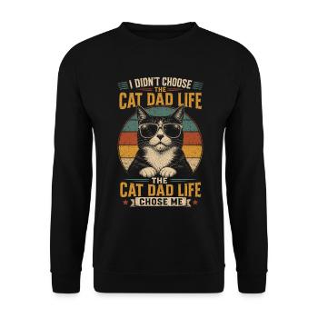 Cat Daddy, Katzenpapa, Cat Dad Life - Unisex Pullover - Schwarz - Vorne - Alina (178cm) & Michal (187cm)