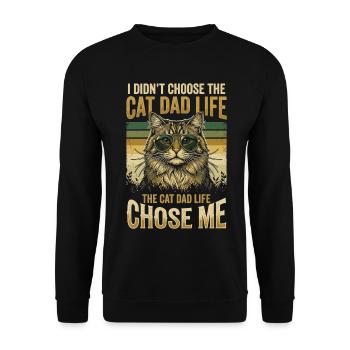 Cat Daddy, Katzenpapa, Cat Dad Life - Unisex Pullover - Schwarz - Vorne - Alina (178cm) & Michal (187cm)