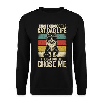 Cat Daddy, Katzenpapa, Cat Dad Life - Unisex Pullover - Schwarz - Vorne - Alina (178cm) & Michal (187cm)